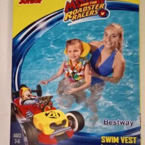 BESTWAY JR MICKEY & THE ROADSTER RACERS SAFETY SWIM VEST/HEADREST AGES 3-6 NEW